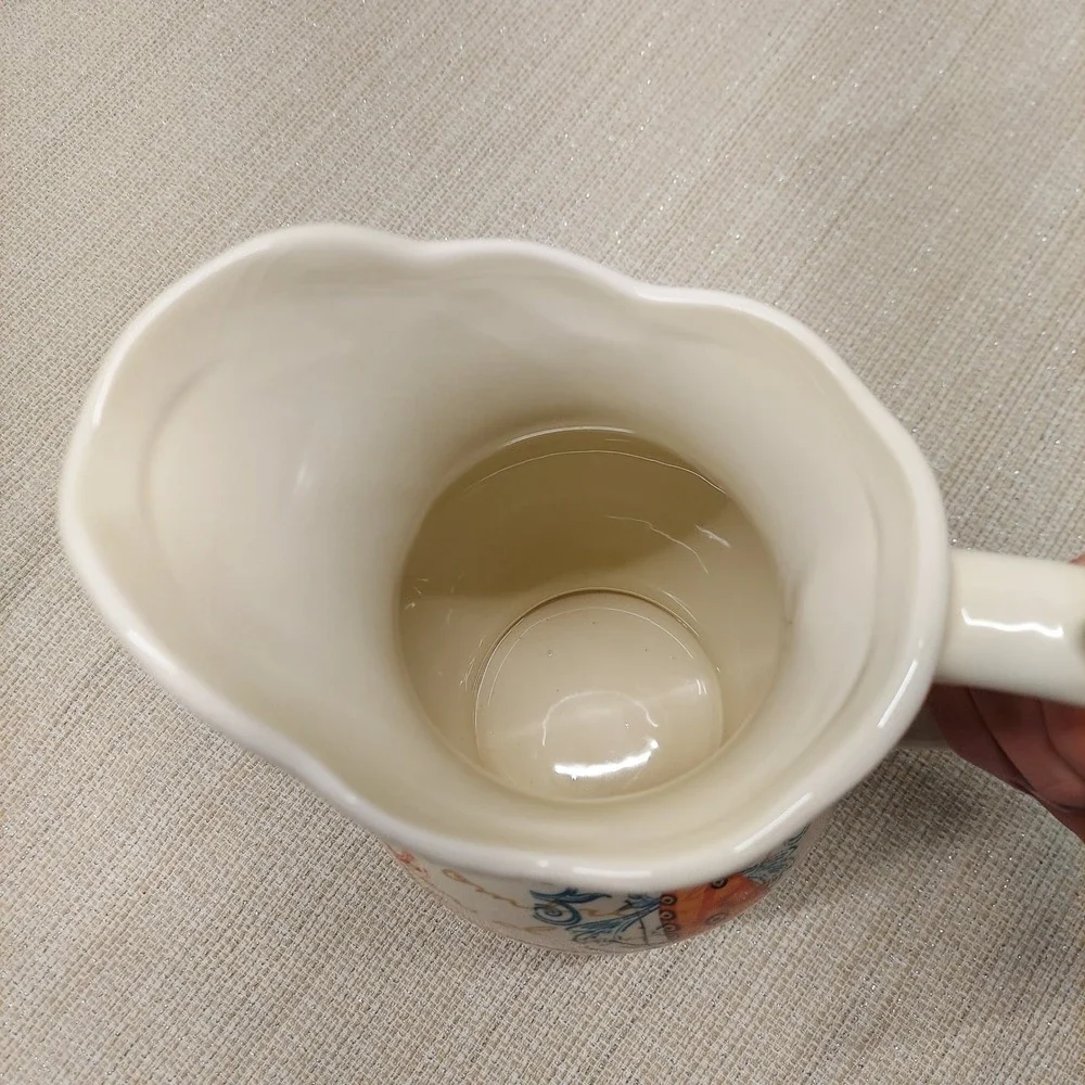 Cracker Barrel Butterfly Ceramic Pitcher French Country Script Decor 10
